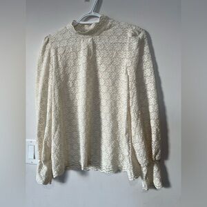 Gorgeous lace and velvet long sleeve shirt with pretty cinched wrists